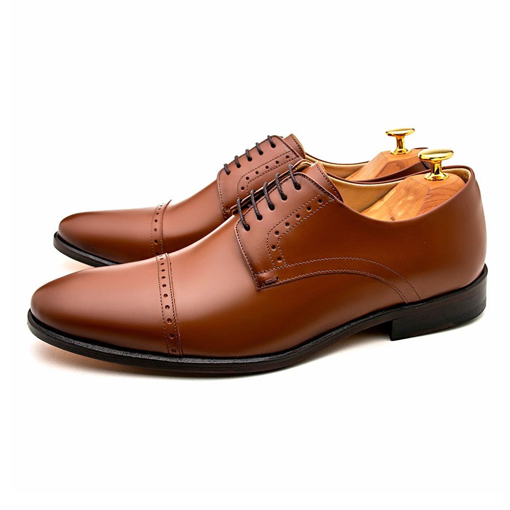 Derby Cap Toe Semi Brogue Alaraz Marrón Whisky